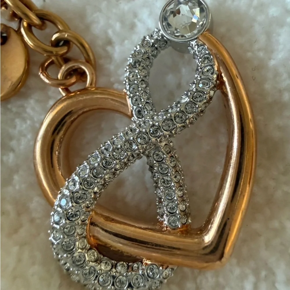 Swarovski Gold and Silver Infinity Heart Keychain/Infinite Bag Charm - Picture 5 of 5